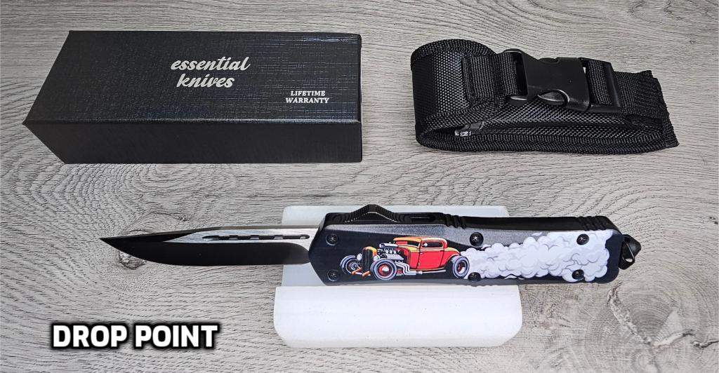 ESSENTIAL KNIVES "THE ESSENTIAL 9" BURNOUT Out The Front Knife 3 BLADE TYPES