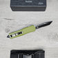 ESSENTIAL KNIVES "THE ESSENTIAL 9" OD GREEN Out The Front Knife TANTO SERRATED Blade