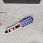 ESSENTIAL KNIVES "THE ESSENTIAL 9" STARS & STRIPES Out The Front Knife Tanto SERRATED Blade
