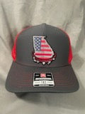 Richardson 112 Trucker Hat Georgia "DAWGS Collar" Charcoal and Red Trucker Hat