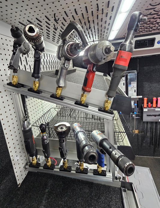 Air Tool Display MOUNTS TO THE SIDE OF YOUR EXISTING ALUMINUM SHELVES