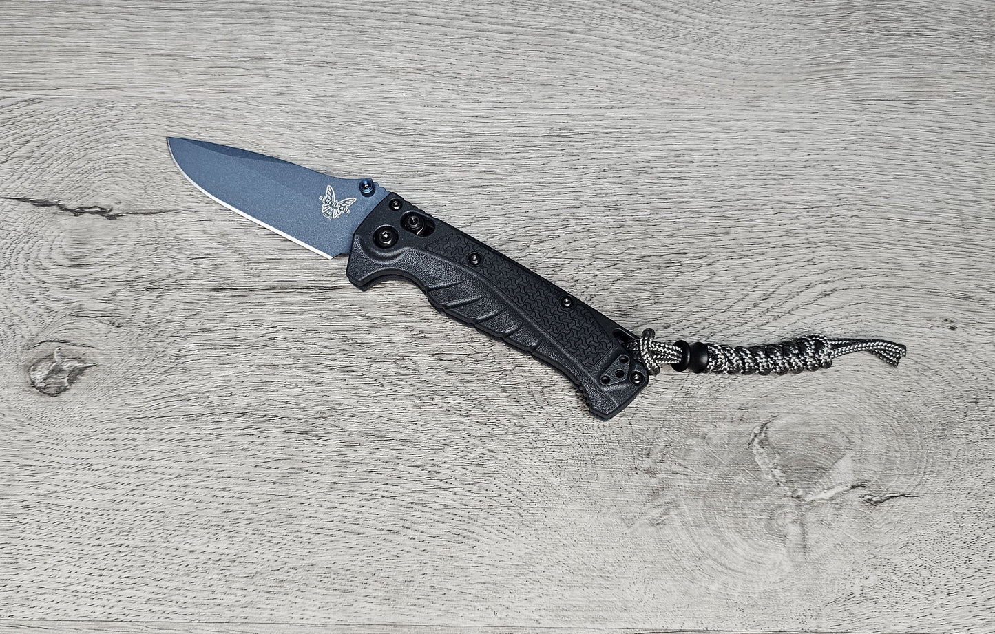 B-USA 18065BT-01  M*NI ADIRA WATER SERIES TEMPEST GRAY FOLDING KNIFE MADE on a BENCH in Oregon