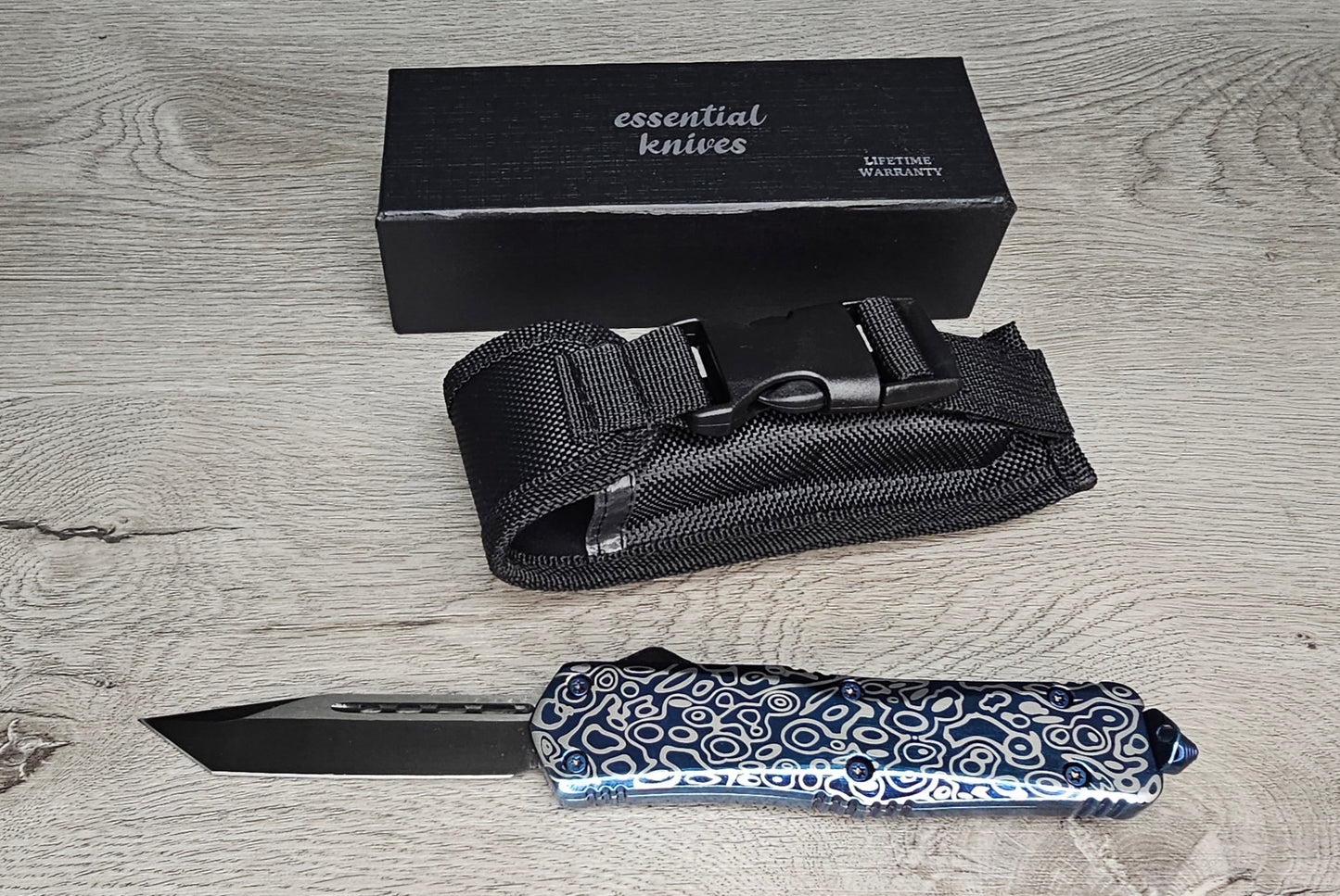 ESSENTIAL KNIVES "THE ESSENTIAL 9" COBALT  Out The Front Knife TANTO Blade