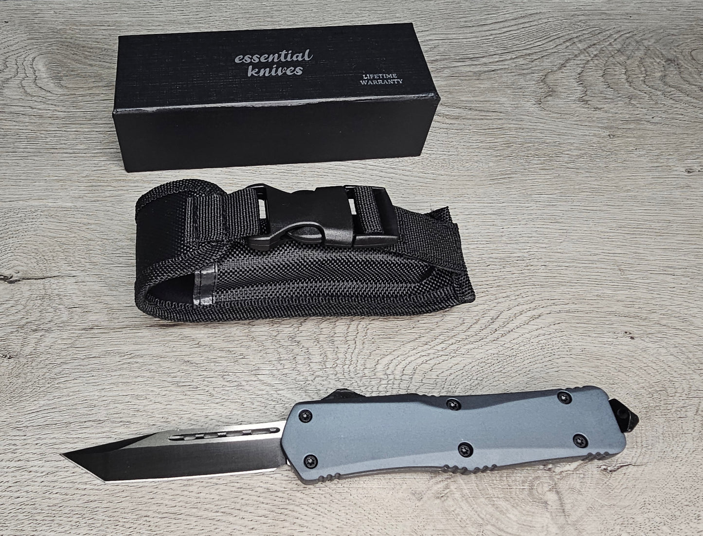 ESSENTIAL KNIVES "THE ESSENTIAL 9" GRANITE Out The Front Knife TANTO  Blade