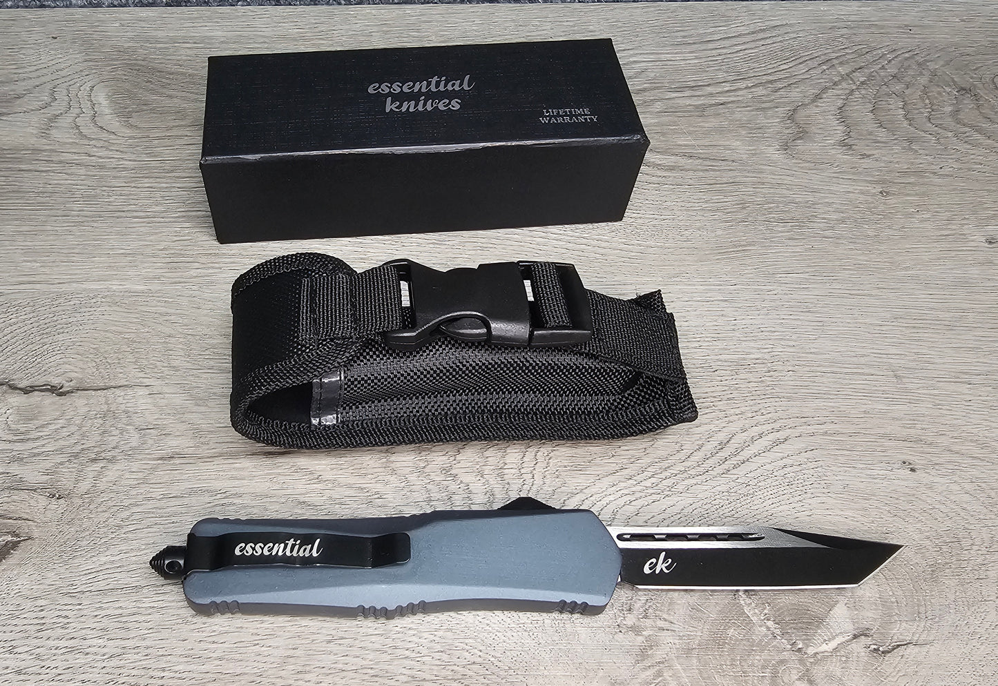 ESSENTIAL KNIVES "THE ESSENTIAL 9" GRANITE Out The Front Knife TANTO  Blade