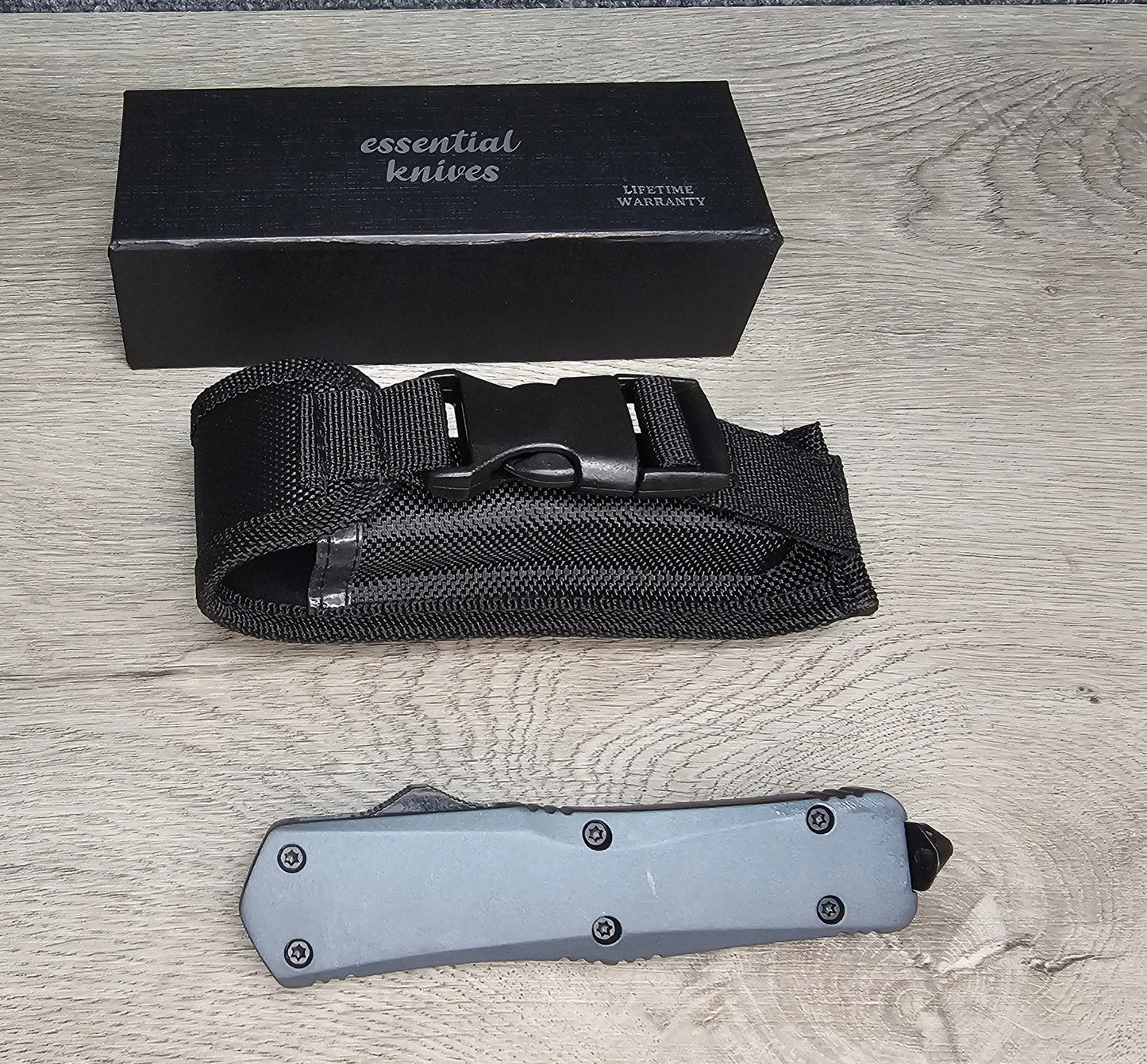 ESSENTIAL KNIVES "THE ESSENTIAL 9" GRANITE Out The Front Knife TANTO  Blade