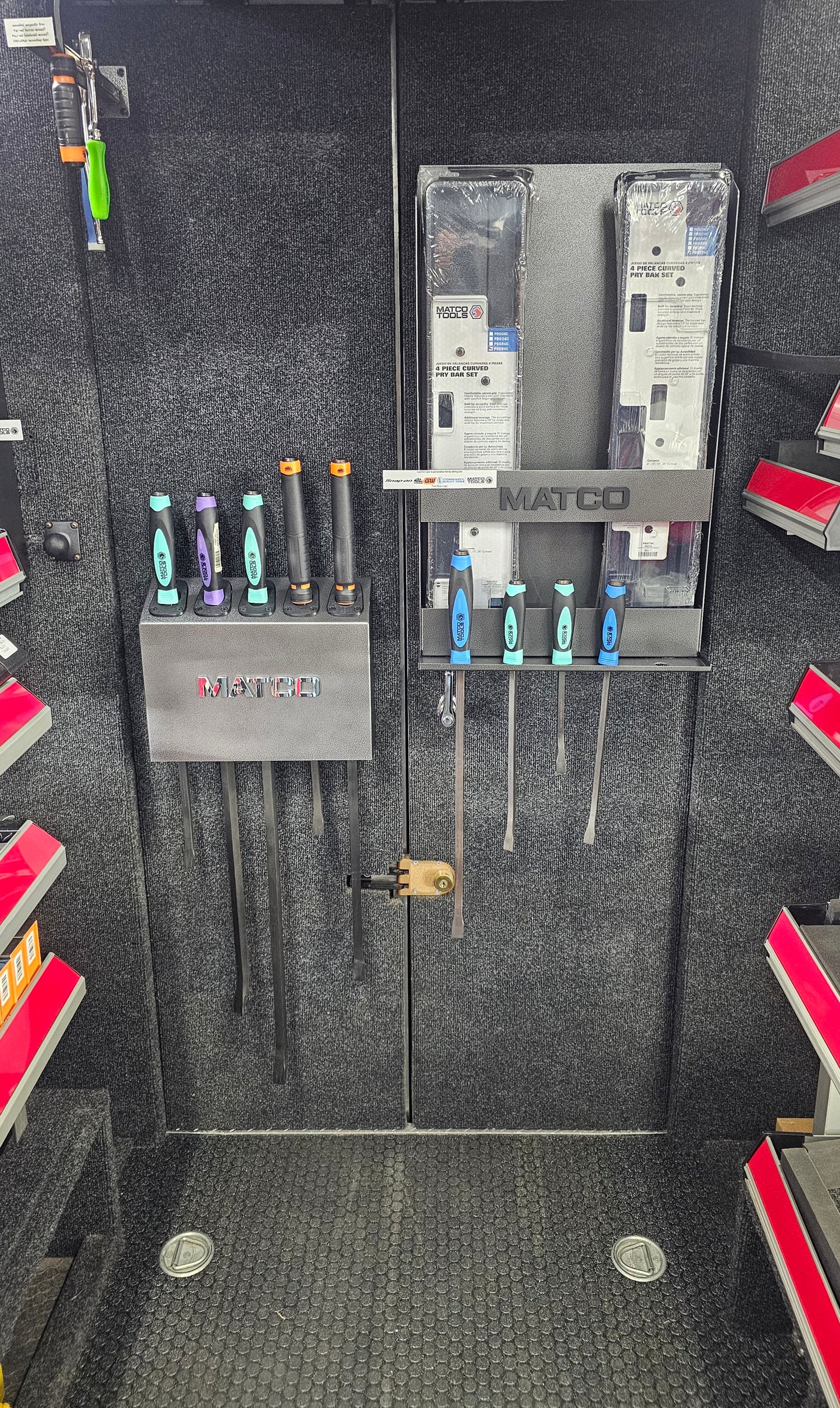ESSENTIAL PRY BAR STATION & LONG PRY BAR HOLDER PAIR for MAC, MATCO AMD MAYHEW sets and individual pry bars up to42" (SLATWALL MOUNT ) #EPBPAIR-MSW
