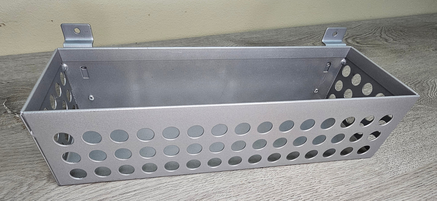 PERFORATED STEEL DISPLAY BIN FOR SLATWALL inside dimensions 11 & 3/4"W x 3 3/4"D