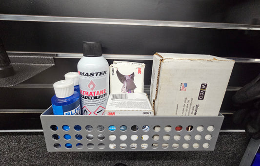 PERFORATED STEEL DISPLAY BIN FOR SLATWALL inside dimensions 11 & 3/4"W x 3 3/4"D