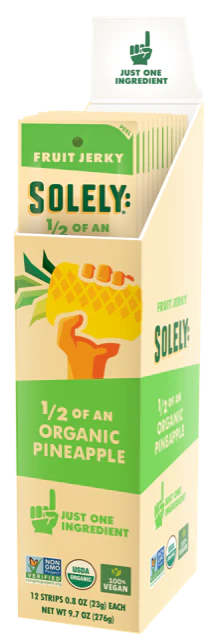 Solely Organic Pineapple Fruit Jerky Strip 0.8oz (12ct)