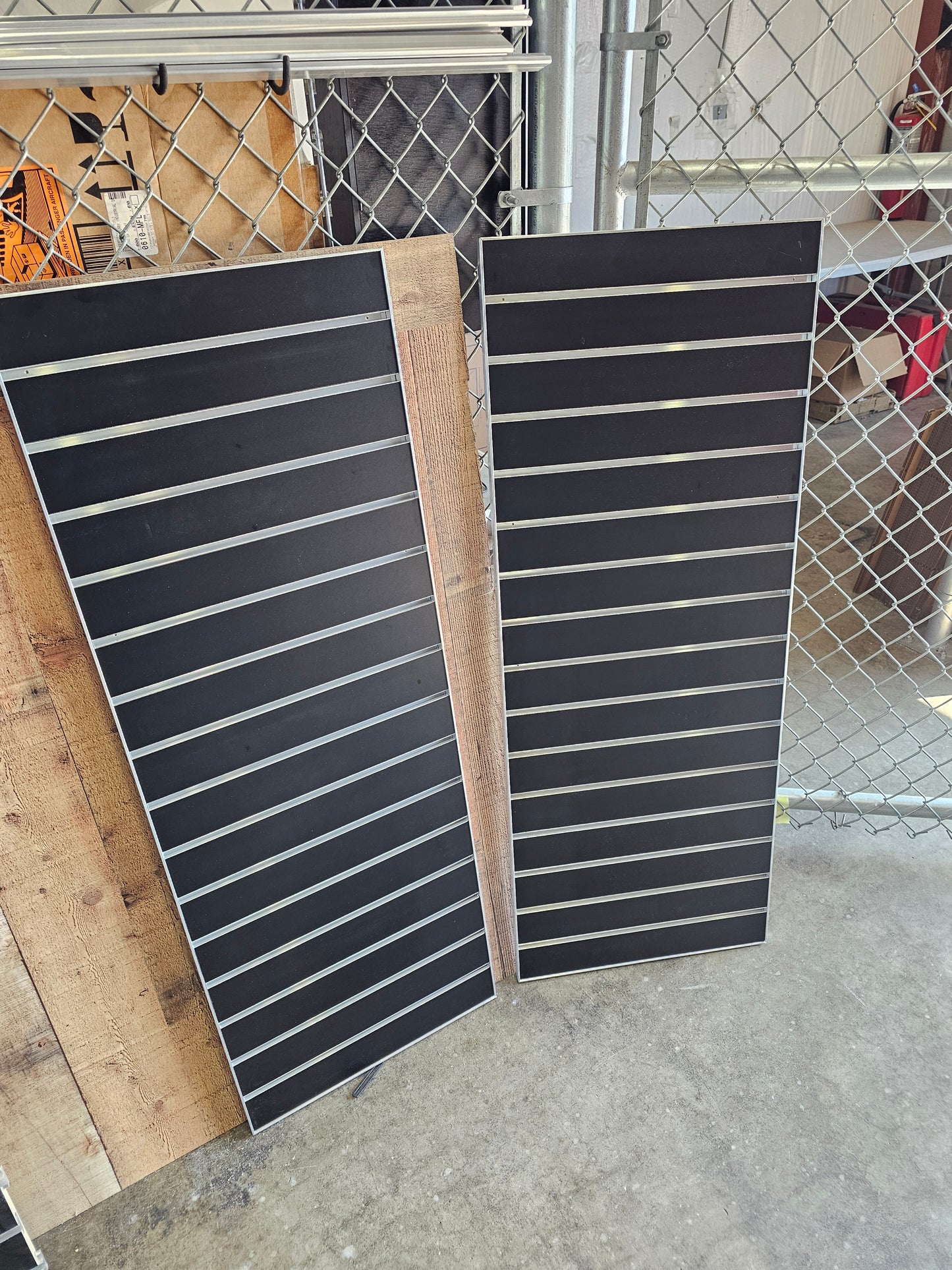 SLATWALL PANELS for REAR DOORS (2 DOORS) BLACK WITH ALUMINUM INSERTS 17.75" Wx 37.25" H