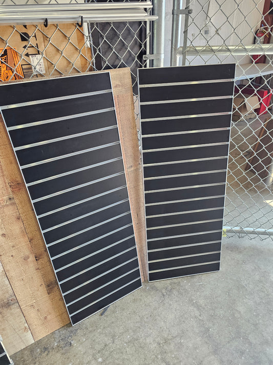 SLATWALL PANELS for REAR DOORS (2 DOORS) BLACK WITH ALUMINUM INSERTS 17.75" Wx 37.25" H