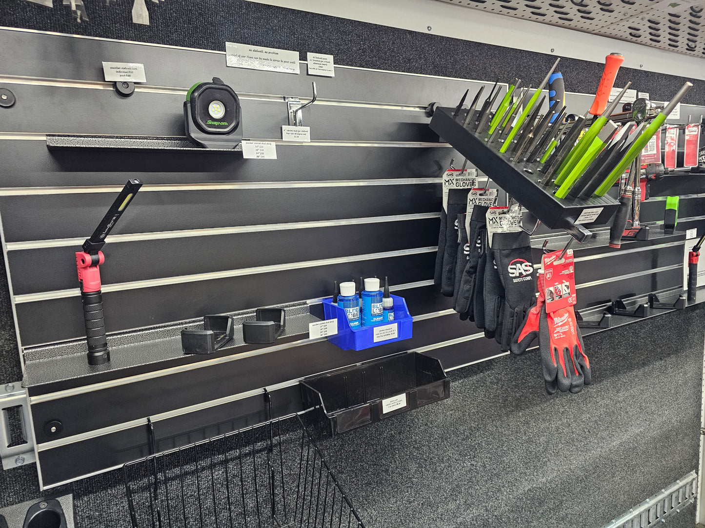 PROGRAM TRUCK UPGRADE KIT. includes 1 SLATWALL PANEL FOR E-TRACK 40X26" & 1 side shelf mounted AIR TOOL DISPLAYAIR TOOL RACK