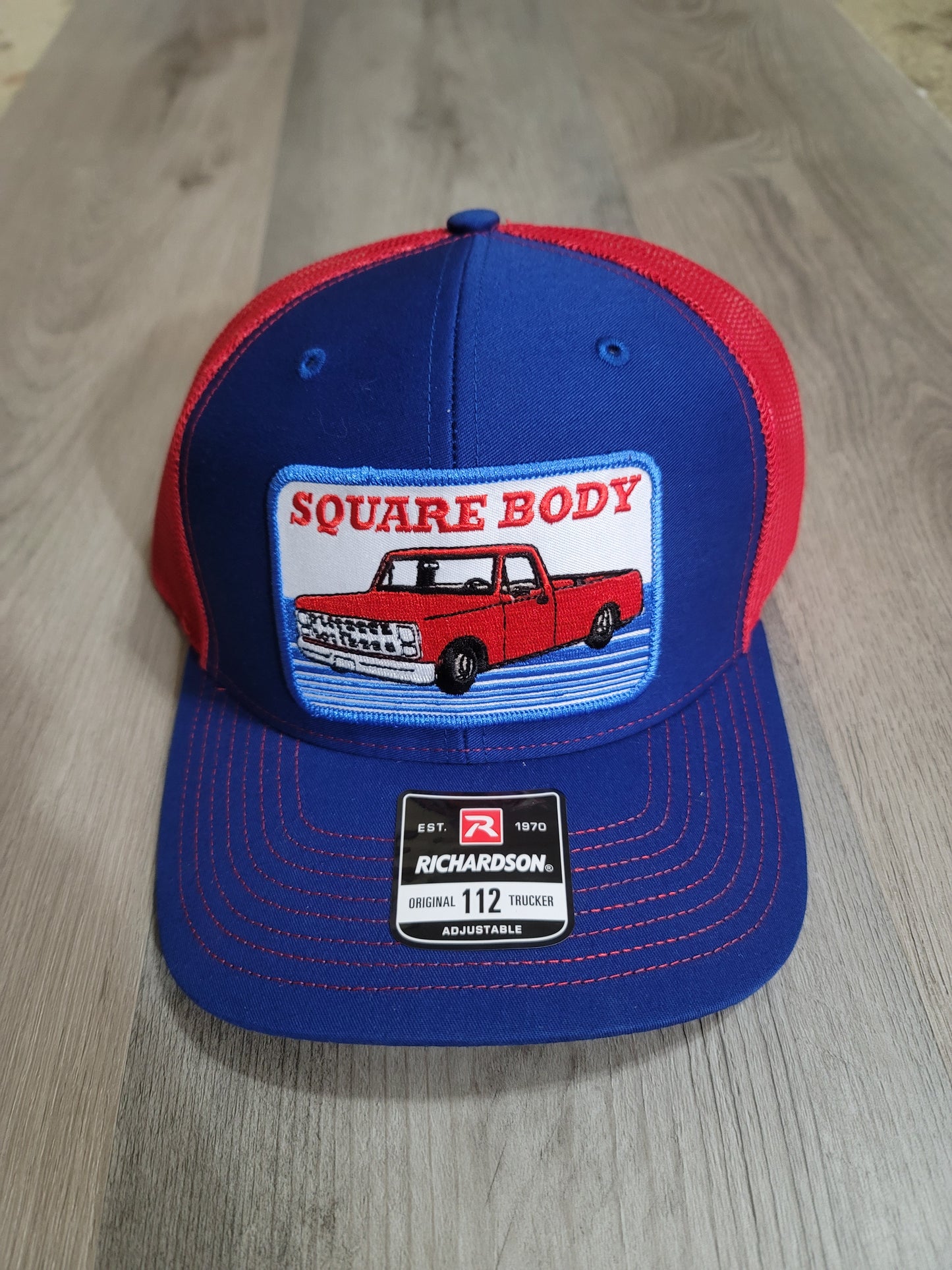 Richardson 112 Blue and Red "Square Body" Trucker Hat