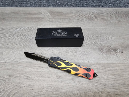 Tiger Tec Warrior "HOT ROD FLAMES"  Out The Front Knife TANTO Blade