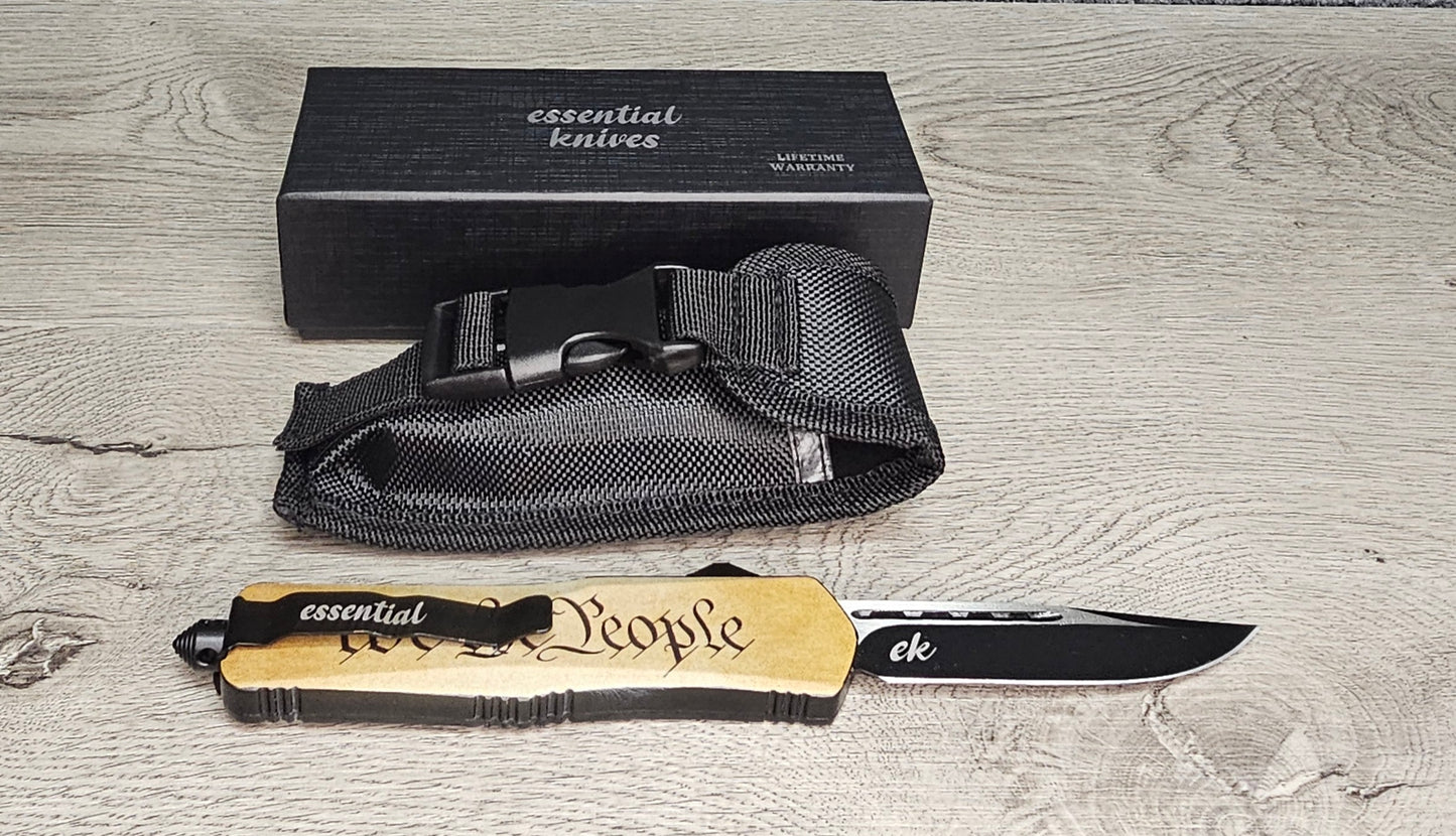 ESSENTIAL KNIVES "THE ESSENTIAL 9"WE THE PEOPLE"  Out The Front Knife DROP POINT Blade