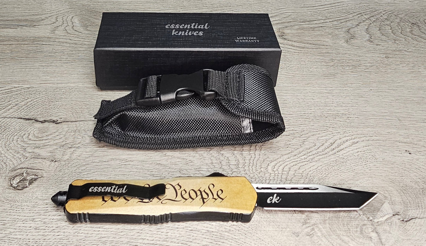 ESSENTIAL KNIVES "THE ESSENTIAL 9" "WE THE PEOPLE"  Out The Front Knife Tanto Blade